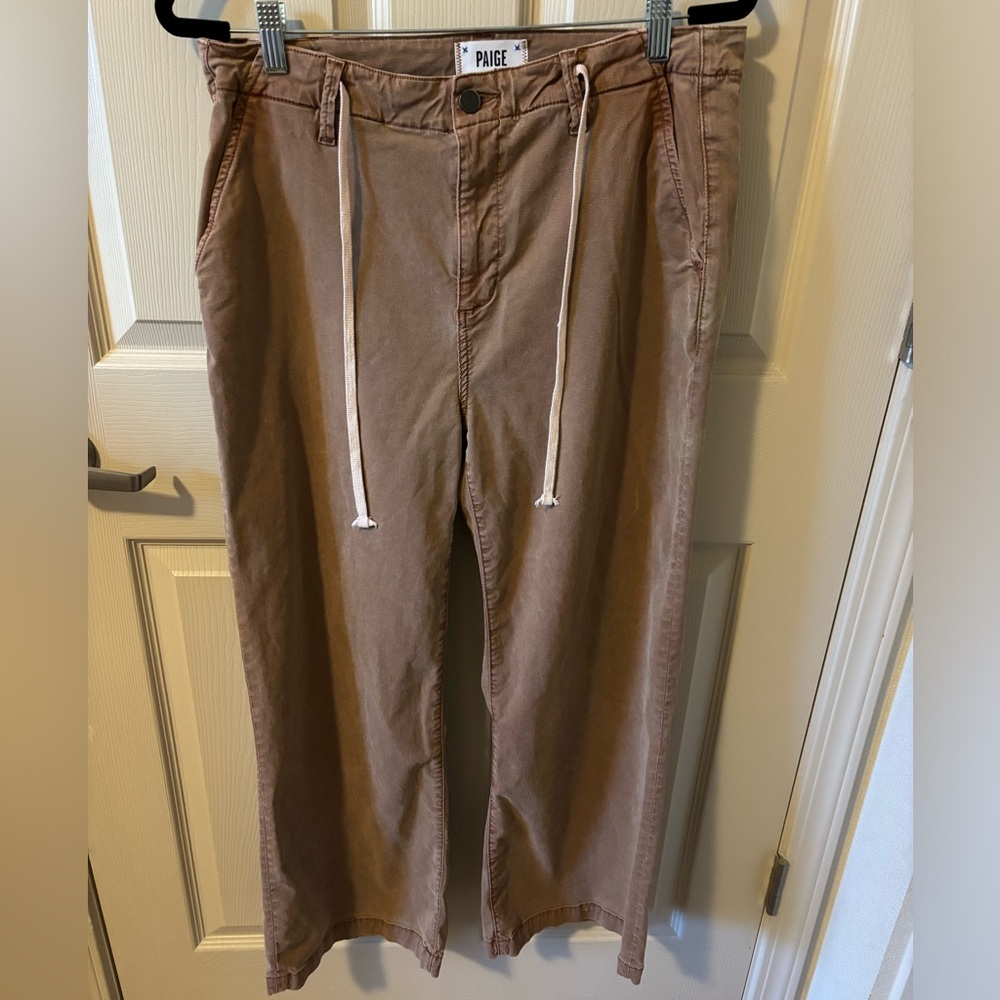 PAIGE from Anthropology cropped wide leg pant size 31 vintage mocha bisque